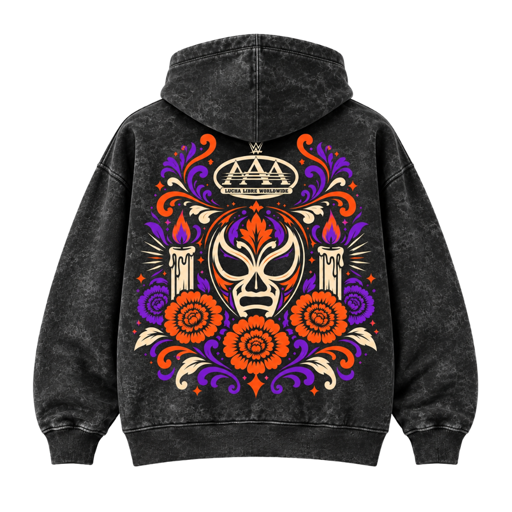 AAA OFRENDA DÍA DE MUERTOS MINERAL BLACK OVERSIZED HOODIE