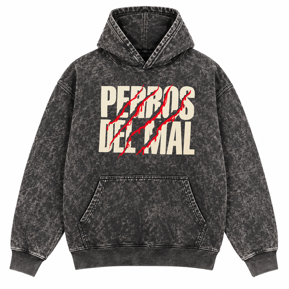 PERROS DEL MAL MINERAL BLACK OVERSIZED HOODIE