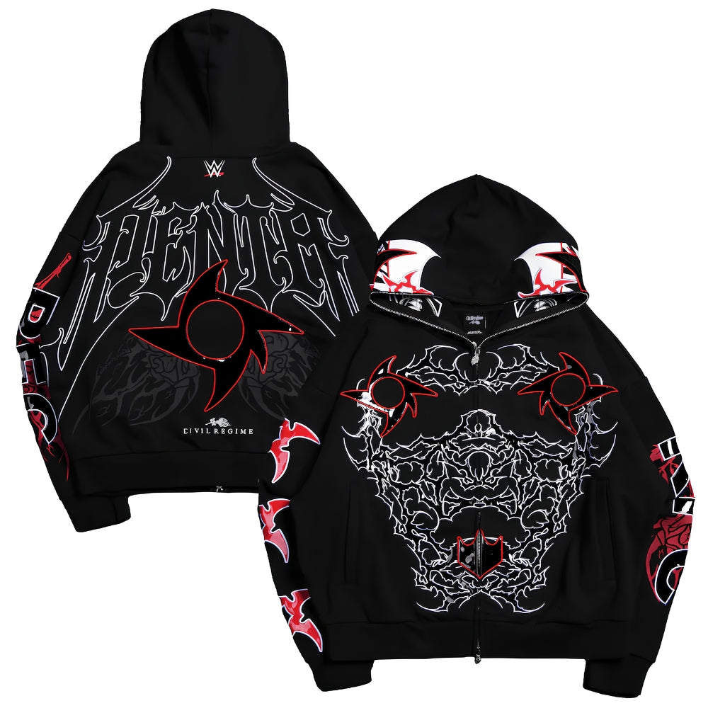 PENTA BLACK FULL-ZIP MASKED HOODIE