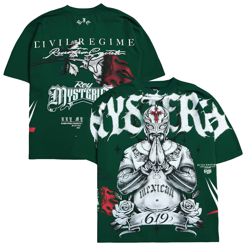 REY MYSTERIO HERITAGE GREEN OVERSIZED TEE
