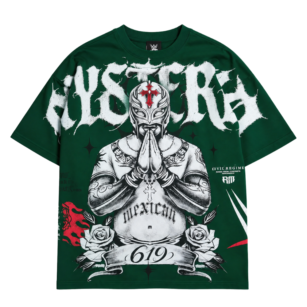 REY MYSTERIO HERITAGE GREEN OVERSIZED TEE
