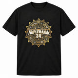 TRIPLEMANIA AZTEC CALENDAR BLACK TEE