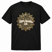 TRIPLEMANIA AZTEC CALENDAR BLACK TEE